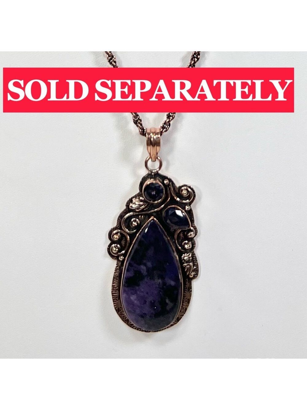 Charoite Amethyst Copper Wrapped Gemstone Bangle ONLY - Picture 4 of 9
